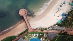 Fort Aguada and Sinquerim beach from above