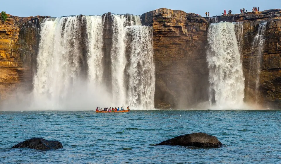 The wide Chitrakote Falls on the Indravati river in Bastar